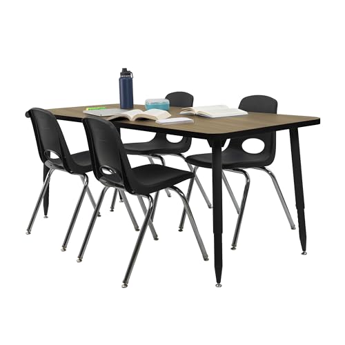 Image of Adapte Commercial Classroom Activity Table - 30 inch x 72 inch Rectangle, ADA Compliant Tapered Legs with Glides & Casters, Adjustable Height 22-34 inch Wheelchair Accessible, School & Office Furniture