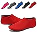 WQINSHOE Kids Mens Womens Barefoot Water Skin Aqua Shoes Durable Anti-Slip Aqua Socks For Beach Pool Swim Yoga Water Aerobics Red L