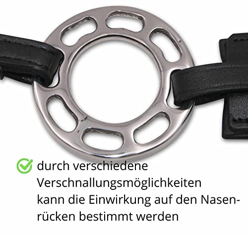 AMKA Hackamore aus Leder 3fach verstellbar Lederpolsterung gebisslos mit Wheel-Rad