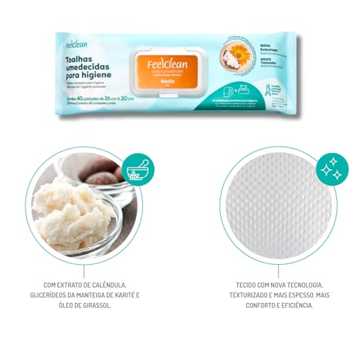 FEELCLEAN TOALHAS UMEDECIDAS PARA HIGIENE 40UN (COM 24 PCS)