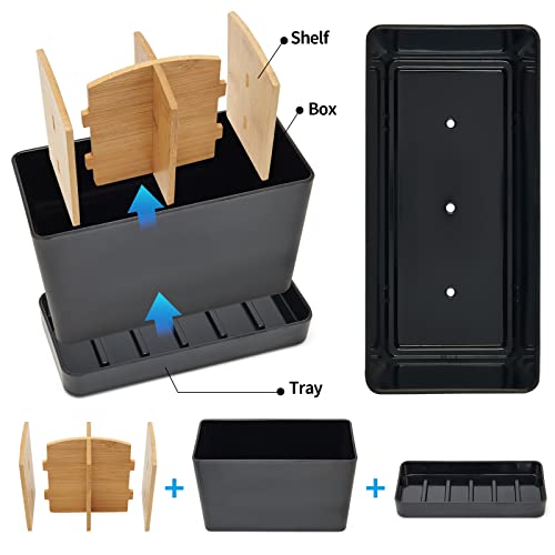 Kids Electric Toothbrush Holders For Bathrooms Counter Plastic Toothbrush Organizer And Toothpaste Holder Stand Set Small Toothbrush Caddy Storage Tray Razor Holder With Removable Base(Large Black) #TOP1