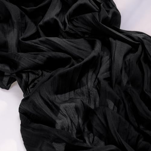 Image of MLMC 2 Pack Black Table Runner 10ft Rustic Gauze Cheesecloth Table Runner 35x120 Inches Cheese Cloth Centerpiece for Wedding Party Bridal Shower Anniversary Events Gothic Decor