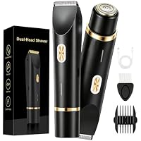 RtLvio Men's Dual-Head Ceramic Blade Beard Trimmer & Electric Razor - Dual-Head Ceramic Blade, IPX7 Wet/Dry