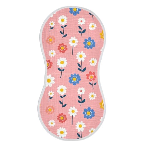 Little Fresh Peach Cute Flowers Cotton Burp Towels for Baby Soft and Absorbent Cloths spit up rag for Unisex Babies Set of 2, 22x11in2