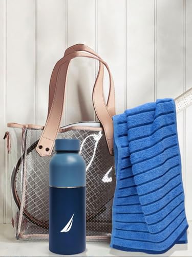 Image of NAUTICA Combo Set Gym Towel + Bottle | 3 PC Set- 1 Single WALL Bottle + 2 PCS Hand Towel | Combo Set for Gym, Yoga, Running & Training | NAVYBLUE