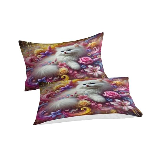 Linge de lit chat adorable cadeau d'anniversaire parure couette 260x220 2 taies - 3