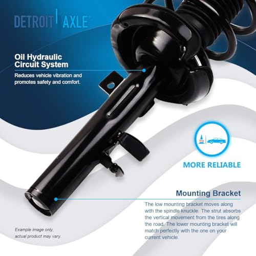 Image of Detroit Axle - Front Knuckles Struts Kit for Ford 2012 2013 Focus, 2 Steering Knuckles with Wheel Hub Bearing Assembly 2 Struts and Coil Spring 2 Sway Bar End Links Replacement Suspension Kit