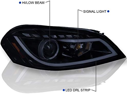 Spec-D Tuning 2LHP-IPA06G-TM Chevy Impala Monte Carlo Glossy Black LED DRL Bar Projector Headlights