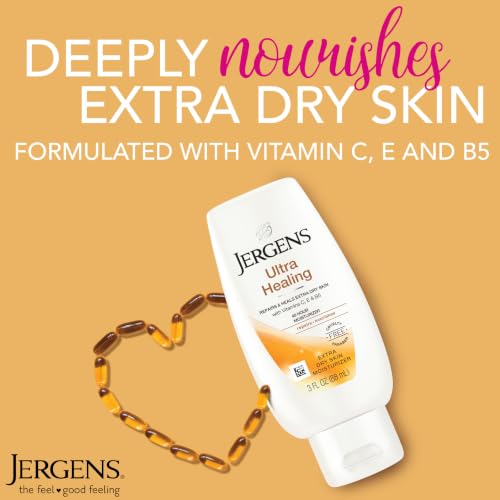 Image of Jergens Ultra Healing Dry Skin Moisturizer, 3 Ounce Travel Lotion, 3-pack, for Absorption into Extra Dry Skin, with HYDRALUCENCE blend, Vitamins C, E, and B5