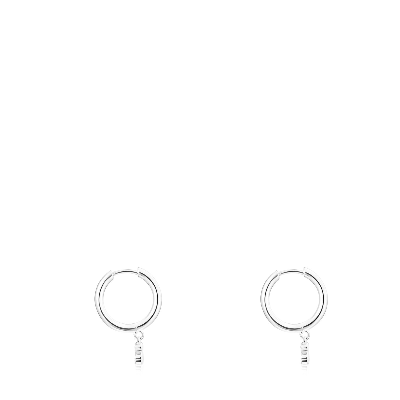 TOUS Pendientes de Aro de Plata de Primera Ley para Mujer con Diámetro de 1,5 cm y Motivos de Oso Cierre de Presión, Elegante y Versátil, Colección Cool Joy
