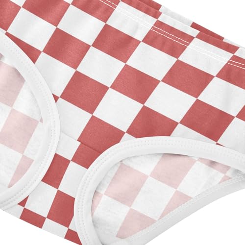White and Red Buffalo Checkered Toddler Girls's Underwear 2T4