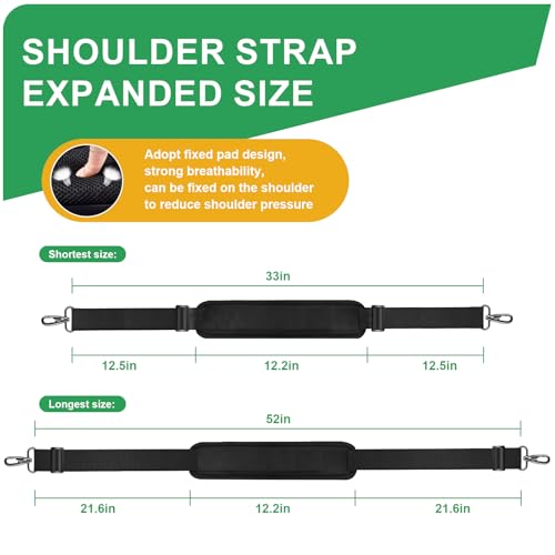 Image of Ameri 52 inch Bag Shoulder Strap, Universal Adjustable Shoulder Belt Replacement Laptop Bag Shoulder Strap with Padded Metal Hooks for Briefcase Computer Messenger Bag Laptop Case, Black