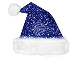 Goldschmidt Kostüme Weihnachtsmannmütze blau mit Pelzrand und Glitzer | Nikolausmütze mit Glitzermuster | Weiches Material | Weihnachtsmütze Erwachsene