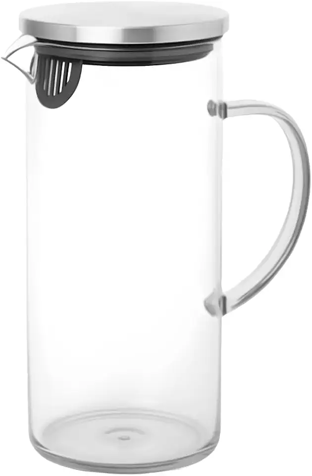 Jarra De Vidro Borossilicato Capacidade 1,5 Com Alça Tampa Hermética Removível Em Silicone Aço Inoxidável Litros Resistente