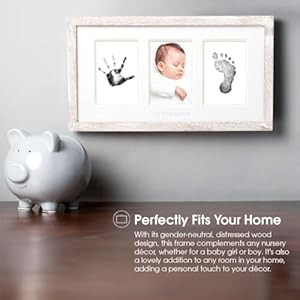 Pearhead My Little Prints Newborn Handprint & Footprint Frame Kit - No Mess Clean Touch Ink Pad, Gender-Neutral Keepsake, Ideal Shower Gift, Nursery Decor, Distressed Wood Pearhead My Little Prints Newborn Handprint Footprint Frame Kit No Mess Clean Touch Ink Pad Gender Neutral Keepsake Ideal Shower Gift Nursery Decor Distressed Wood