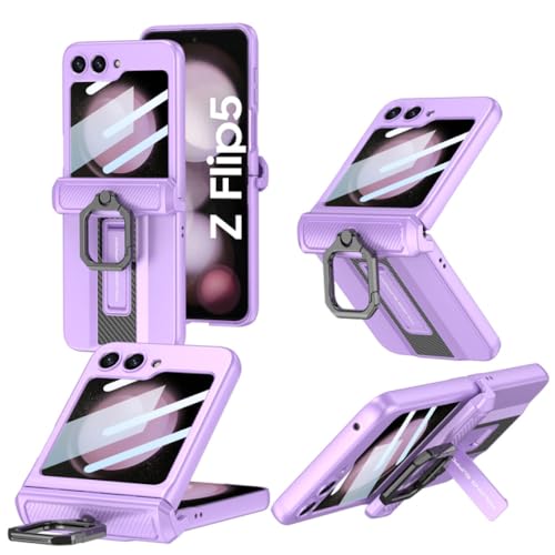 Coque rigide Galaxy Z Flip 5 mate violette premium avec protection charnière