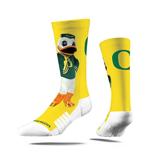 Strideline Oregon Ducks Mascot NCAA Licensed Crew Socks - Yellow (S)