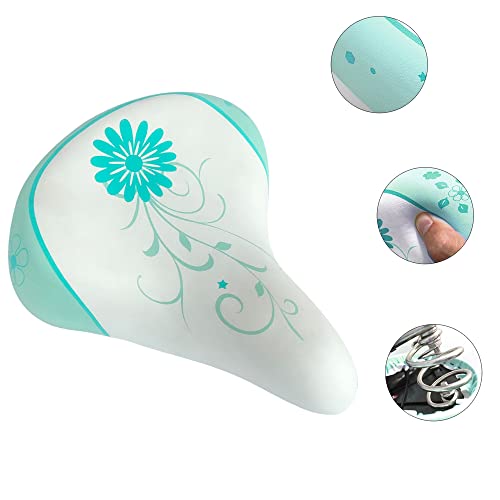 Avasta Kids Bike Seat Bicycle Saddle For Girls & Boys Waterproof Wide Soft Bike Cushion Dual Shock Absorbing Kids Bike Accessories Fit For 12 14 16 18 20 Inch Mountain Road Bicycle，Mint Green #TOP1