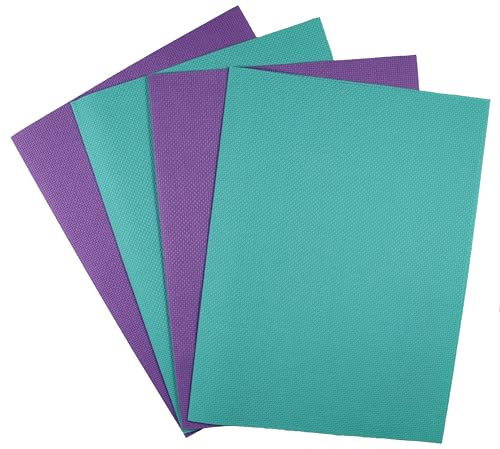 Image of KCS 4 pc of 12 inch x 18 inch(30cmx45cm) 14CT Counted Cotton Aida Cloth Cross Stitch Fabric (Lavender+Sea Green)