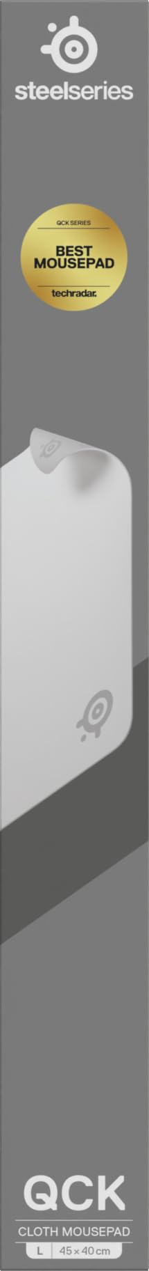 SteelSeries Tapis QcK Grand - Blanc - Base antidérapante en Caoutchouc - Suivi et stabilité de Pointe - Optimisé pour capteurs Gaming - 450 mm x 400 mm - FPS, MOBAs, RTS, MMO