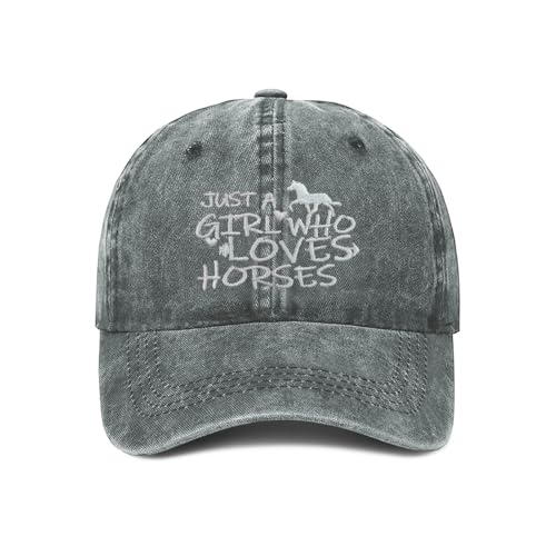 Image of Just Girl Who Loves Horse Hat Baseball Cap for Women Adjustable Trendy Hats Cotton