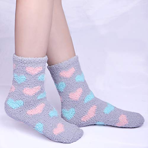 Image of Toes Home Fuzzy Socks for Women, 6 Pairs Cozy Winter Fluffy Slipper Socks | Ultra Soft Thick Warm Fabric, Comfortable Indoor Home Socks, Fluffy Holiday Gifts for Ladies, Ideal for Lounging or Sleeping