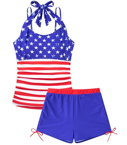 Cuddomper Girl Tankini Swimsuit 2 Piece Size 15-16 July of 4th Bathing Suit