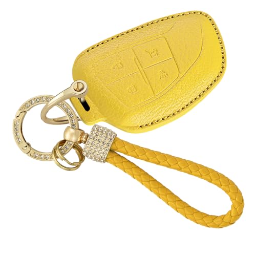 Étui de clé en cuir jaune évite les rayures Chevrolet Tahoe GMC Yukon XL