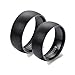 Aeici Bagues Femmes Homme Bague Homme Titane Bague Noire Polie Large 8Mm Noir Femme 51.5 + Homme 59