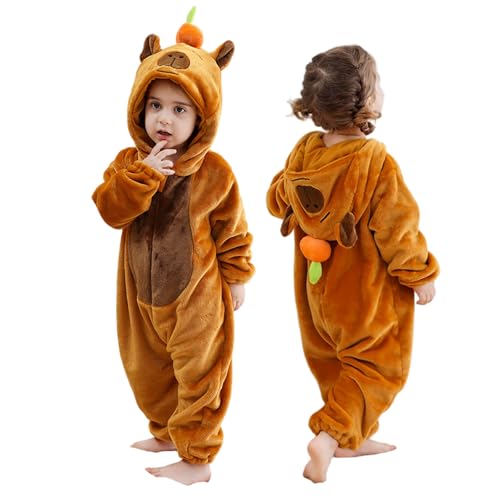 Grenouillère capybara pour enfants pyjama en flanelle à capuche