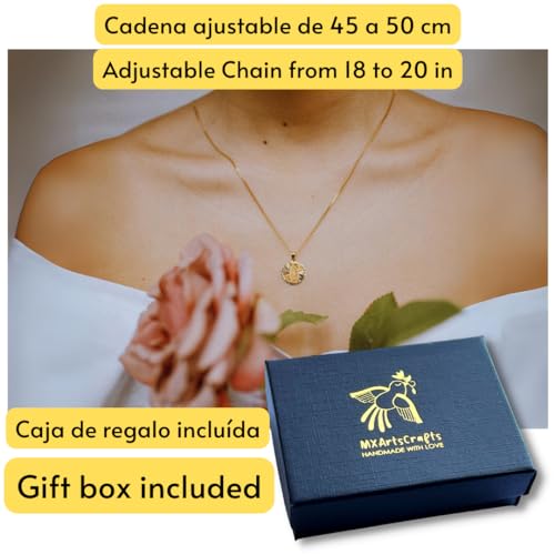 Virgen de Guadalupe round gold medal necklace, 14k gold laminated Chain with charm Our Lady of Guadalupe, Virgin Mary pendant Necklace, Religious Catholic Jewelry with gift box2