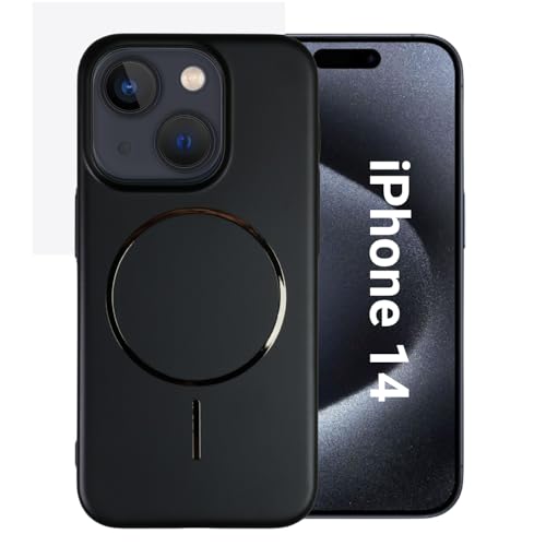 Image of AIBEX Ultra-Thin Mag-Saf Back Cover Case Compatible with iPhone 14| Slim Fit Scratch-Resistant Matte | Magnetic Wireless Charging | Microfibre Lining | Camera Protection (PC Material) - Black