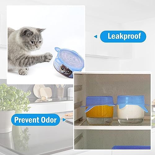 AKONE 6 Stück Dosendeckel Katzenfutter, Tierfutter Deckel für Dosen, Silikondeckel Dehnbar, Dosendeckel 400g/200g/85g für Meisten Katzendosen