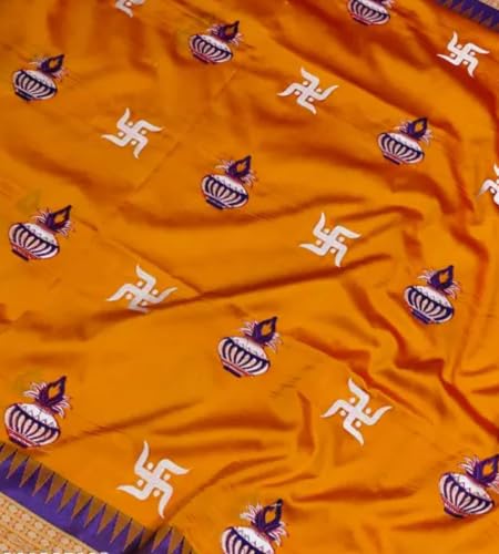 Generic orange art silk saree in art silk – image 3