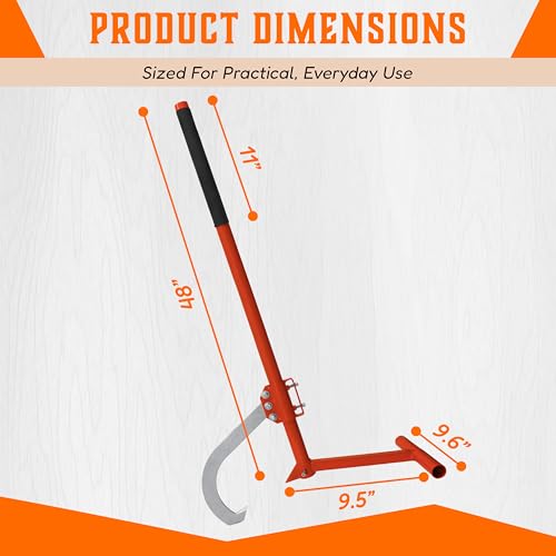 FEBTECH 48\" Timber Jack Log Lifter – Carbon Steel Cant Hook Logging Tool with Rubber Grip & Adjustable Hook – Log Jack, Peavey Logging Tool, Log Holder for Chainsaw Cutting, Firewood & Forestry Use