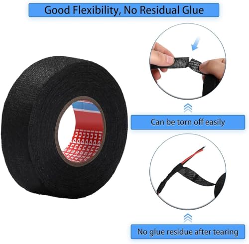 Image of Wire Harness Automotive Cloth Tape,Adhesive Wire Loom Harness Tape High Noise Resistance Heat Proof Chemical Fiber Fabric Electrical Tape for Car Automotive Heat Resistant Insulation
