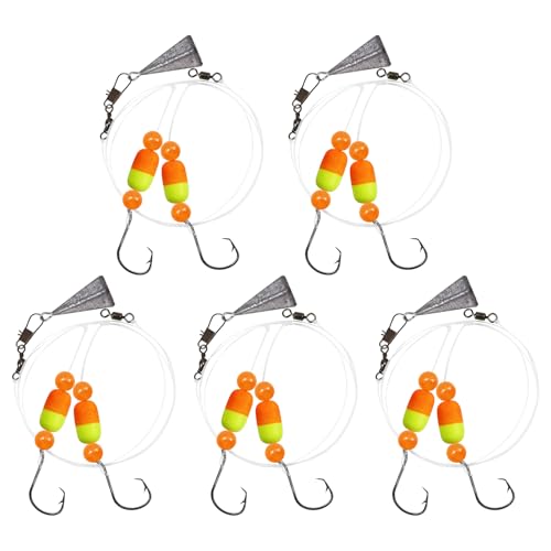 CWSDXM Pompano Rigs for Surf Fishing 5 PCS Dropper Rigs with Weights and Double Circle Hooks 3/0