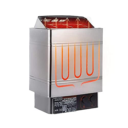 Calentador de sauna, acero inoxidable de 6 kW, con pantalla digital inteligente, control interno y externo, ideal para uso doméstico y comercial