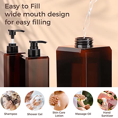 Suream 27Oz Bathroom Countertop Soap Dispensers, Plastic Lotion Dispenser, Refillable Cosmetic Pump Dispensers, Square Bathroom Shower Containers For Shampoo, Body Wash, Hand Soap, Oil #TOP4