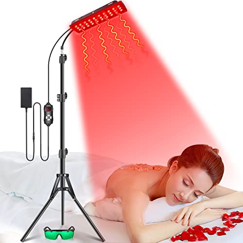 Rikimxin Red Light Therapy Lamp With Stand, Single Infrared Lamps 60 Leds 660Nm Red And 850Nm Near Infrared Wavelengths For Body Overall Health At Home With Eyes Protection Goggle Hanging Accessories #TOP3