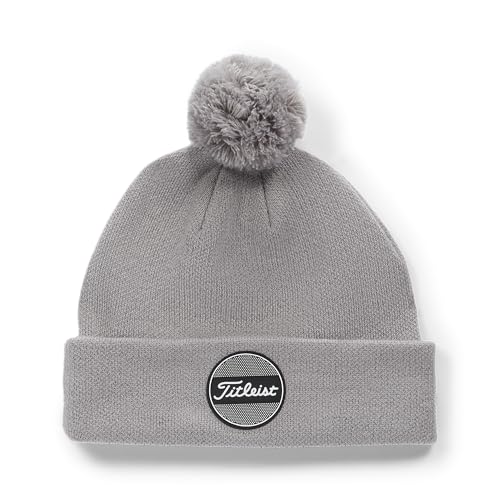 Titleist Gorro com pompom padrão para homem, cinzento