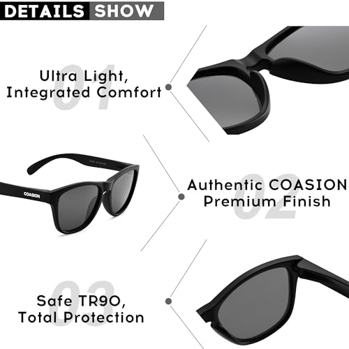 Image of COASION Classic Retro Kids Polarized Sunglasses for Boys & Girls Age 2-9