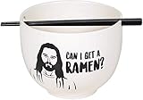 Enesco 6005714 Our Name is Mud Jesus Can I Get a Ramen Bowl and Chopsticks Set, 5.25 Inch, Black and White