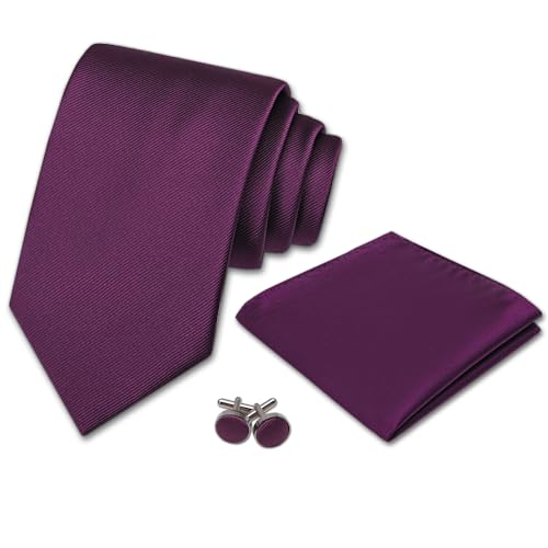 Image of Men's Tie Set with Pocket Square and Cufflinks | 100% microfiber; tie 59 x 3.15 in; square 10 x 10 in; gift box included