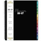 Academic Planner 2026-2027 - Planner Weekly and Monthly 2026-2027, Jul. 2026 - Jun. 2027 11'' x 9'', Planner 26-27 with Colorful Tabs, Premium Paper, Twin-wire Binding - Classic Black