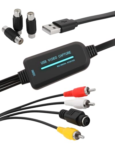 GCNWW VHS to Digital Converter, Practical USB 1080P Video Capture Card, Convert Hi8 VHS DVD Mini DV to Digital for Windows PC Mac