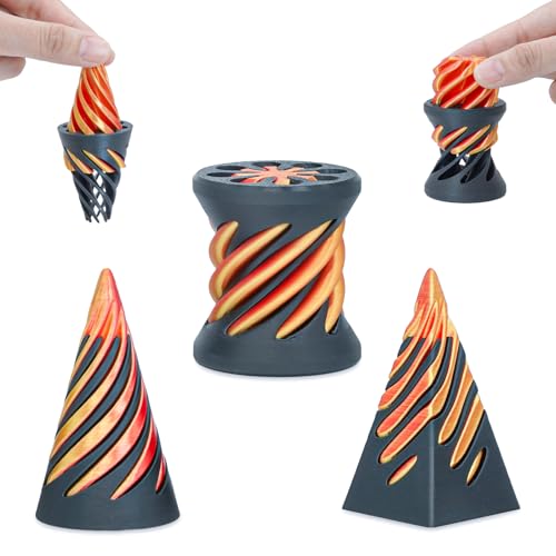 3PCS 3D Printed Spiral Cone Fidget Toys,Impossible Passthrough Pyramids
