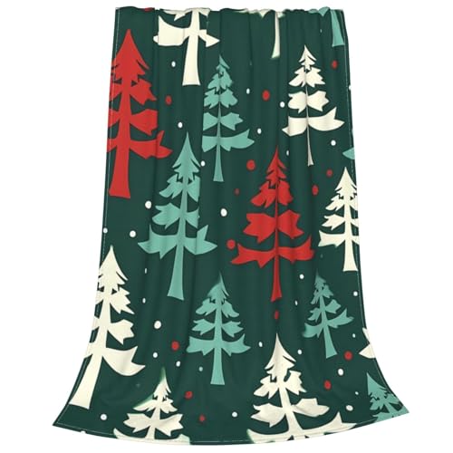 Couverture en micro polaire avec imprimé sapin de Noël plaid chaud pour lit