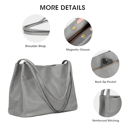 Image of Kattee Leather Tote Purse for Women, Casual Hobo Shoulder Bag | Roomy tote purse with a magnetic snap closure for work, shopping, and daily use.