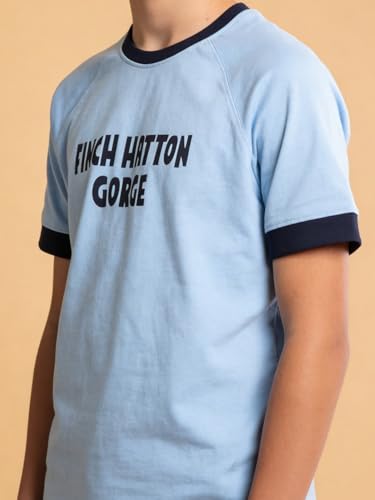 Image of Li'l Tomatoes Boys 100% Cotton Night Suit Set | Half Sleeve T-Shirt & Shorts | Color Block & Typography Print | Soft & Breathable Sleepwear | Casual Summer Wear | 9-16 Years